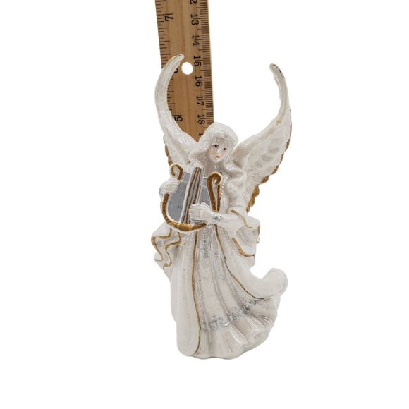 Porcelain Christmas‎ Angel Porcelain Figurine Pearl Finish Gold Silver Painted - Picture 6 of 7